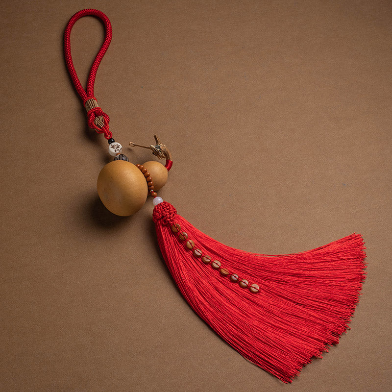 Feng Shui Five Emperor Coins Gourd Tassels 41cm Decoration