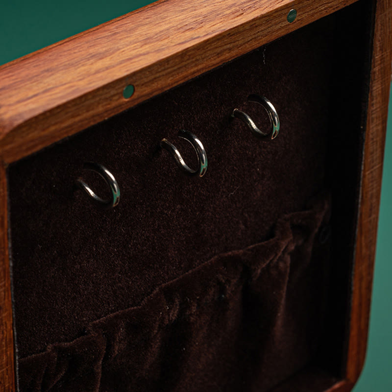 Rosewood Jewelry Box with Antique Flower Leaf Design - Handmade Storage