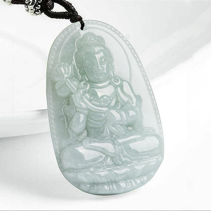 Chinese Zodiac Jade Necklace with Wealth Buddha Pendant
