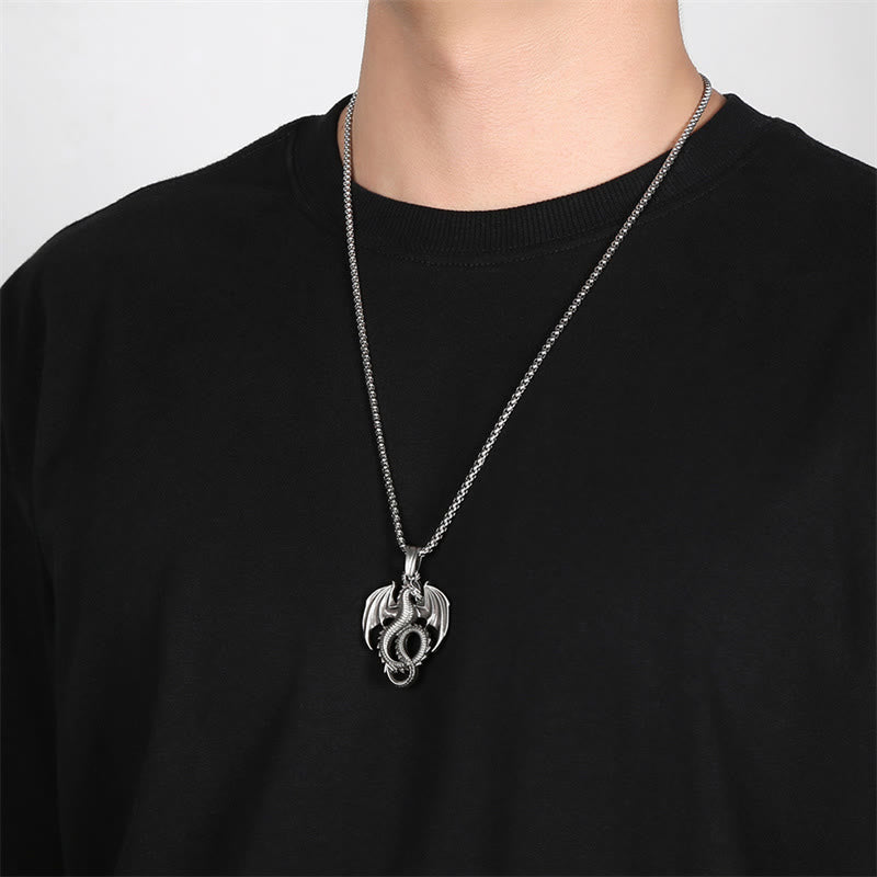 Pure Tin Dragon Necklace Pendant | Luck & Success Symbol