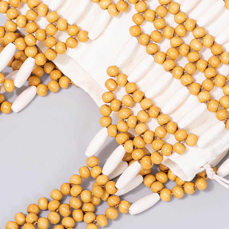 Hand-woven Round Wooden Beads Shoulder Bag | Spiritual Accessory