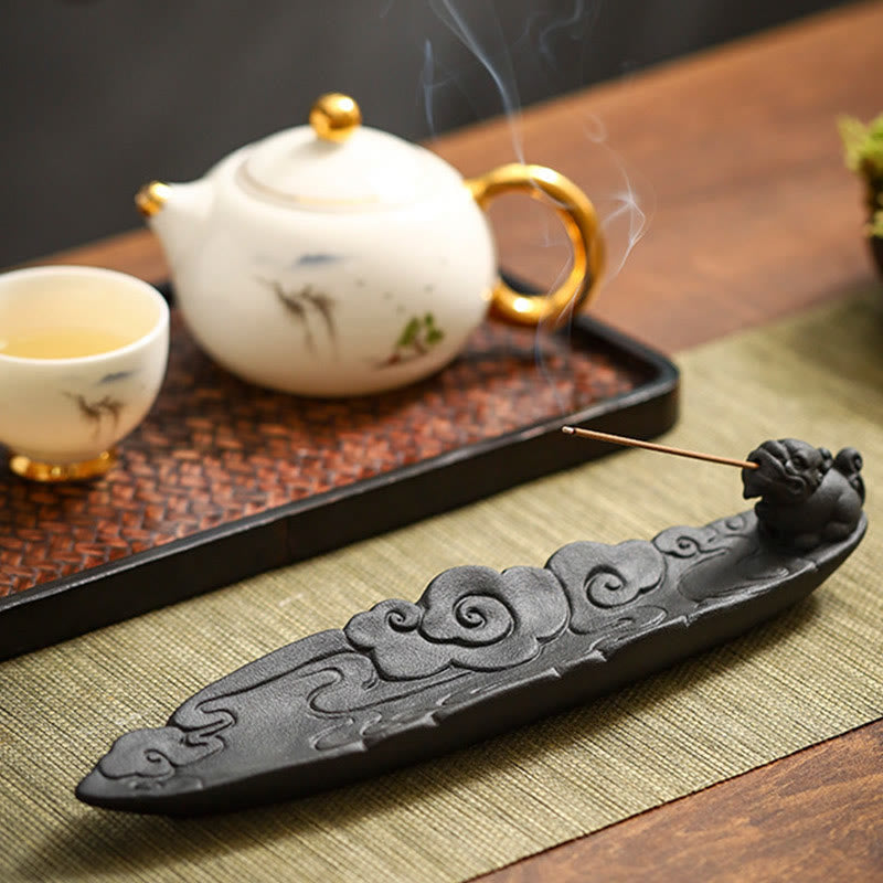 Ceramic Auspicious Clouds Pixiu Incense Burner for Meditation