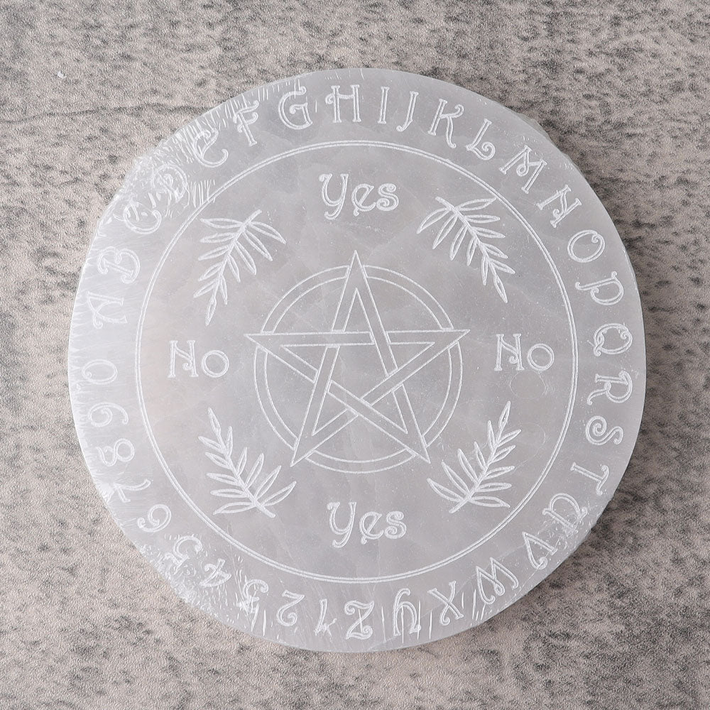 15cm Round Selenite Crystal Coaster with Spiritual Energy