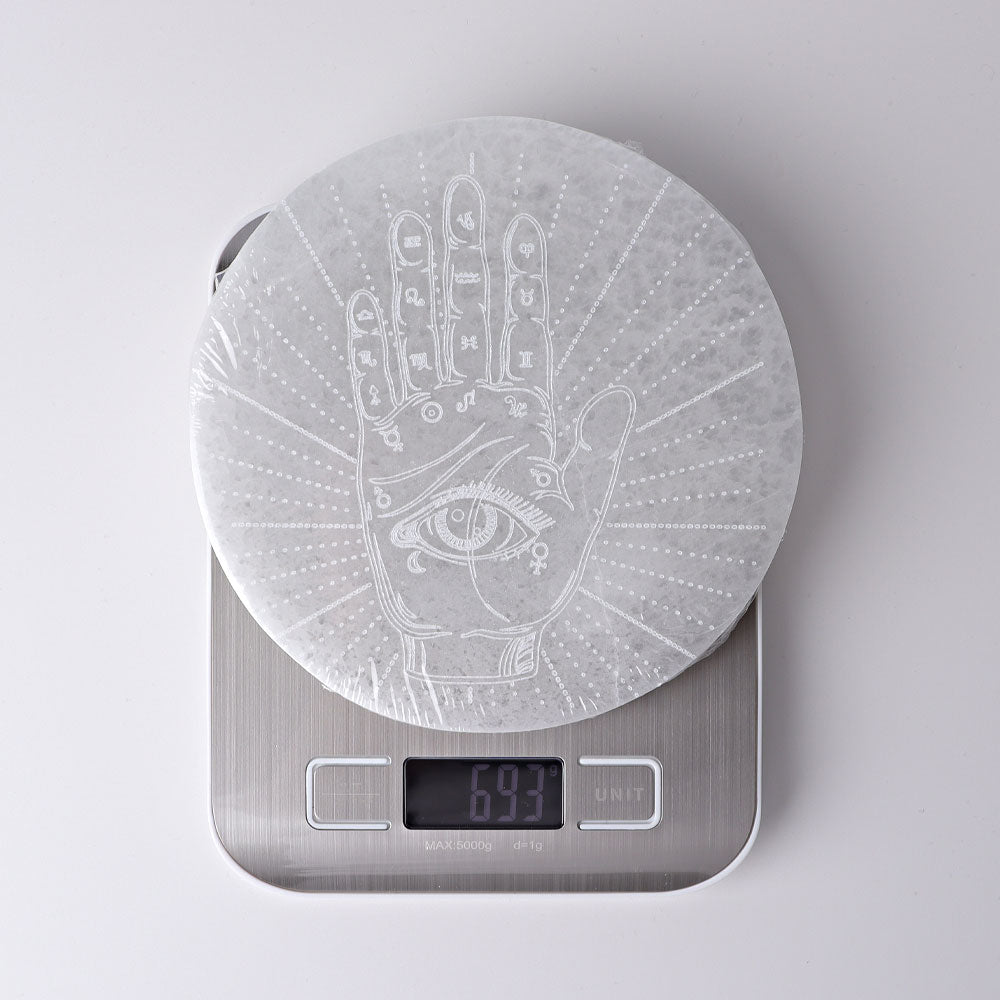 15cm Round Selenite Crystal Coaster with Spiritual Energy