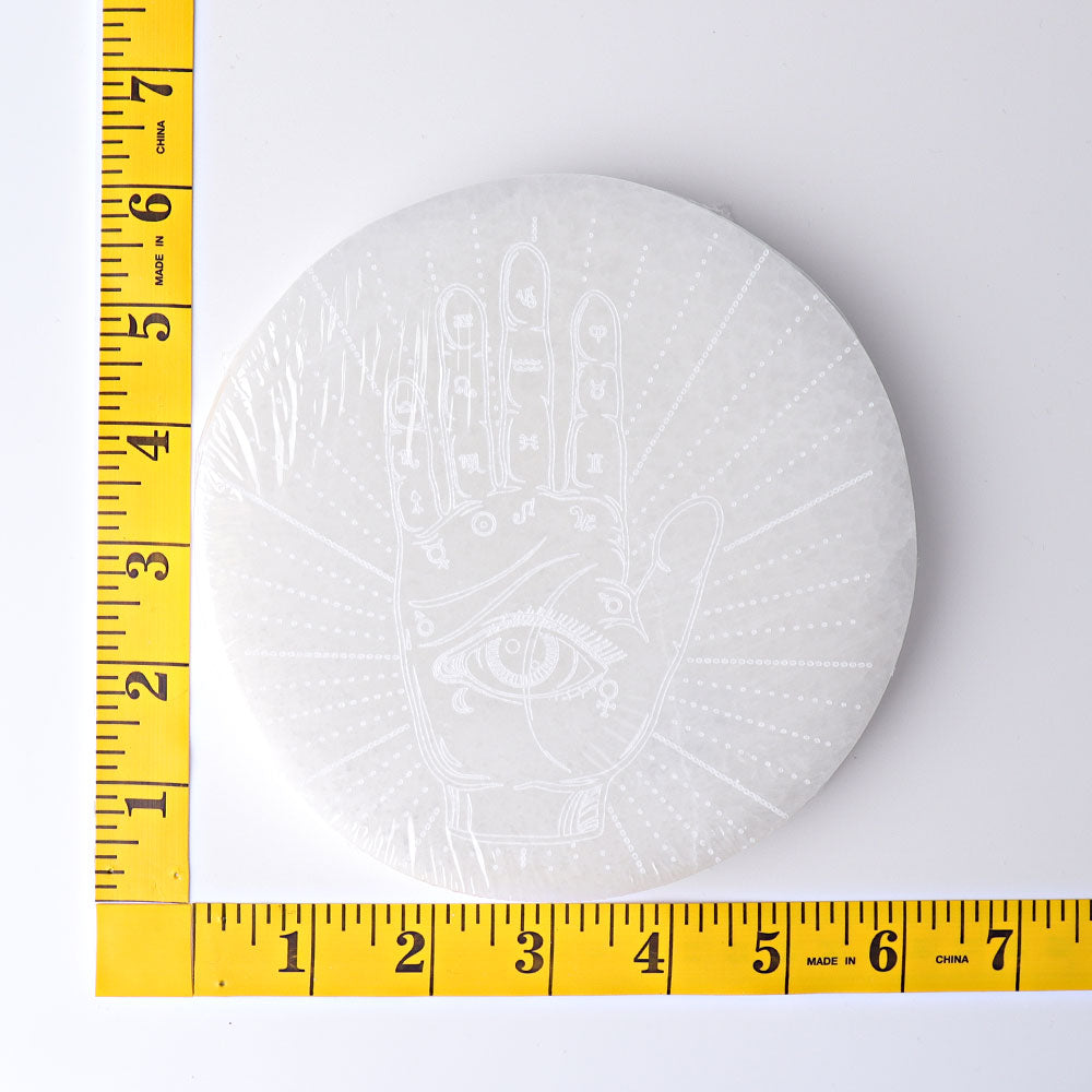 15cm Round Selenite Crystal Coaster with Spiritual Energy