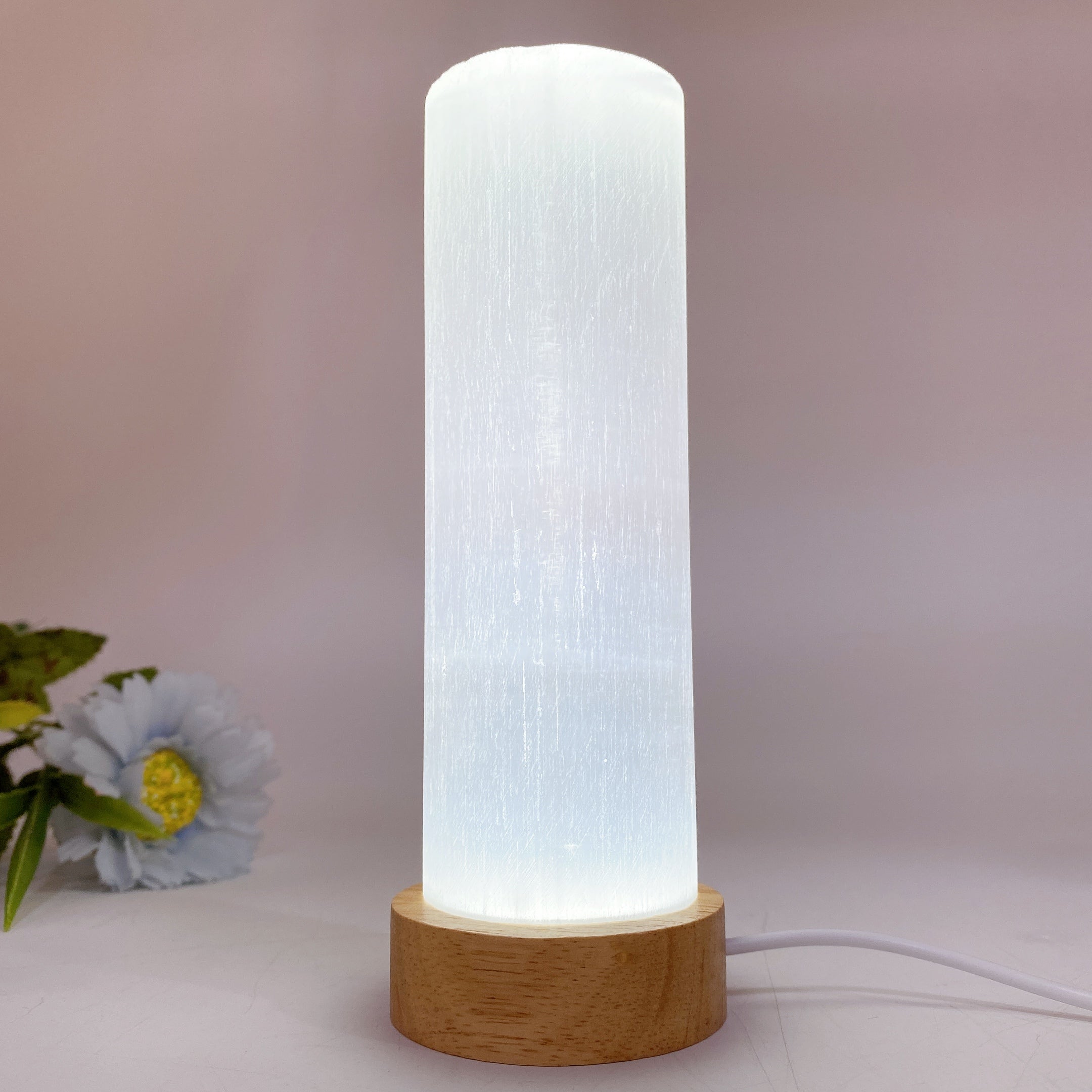 15cm Selenite Cylinder Crystal Bracelet Display Holder