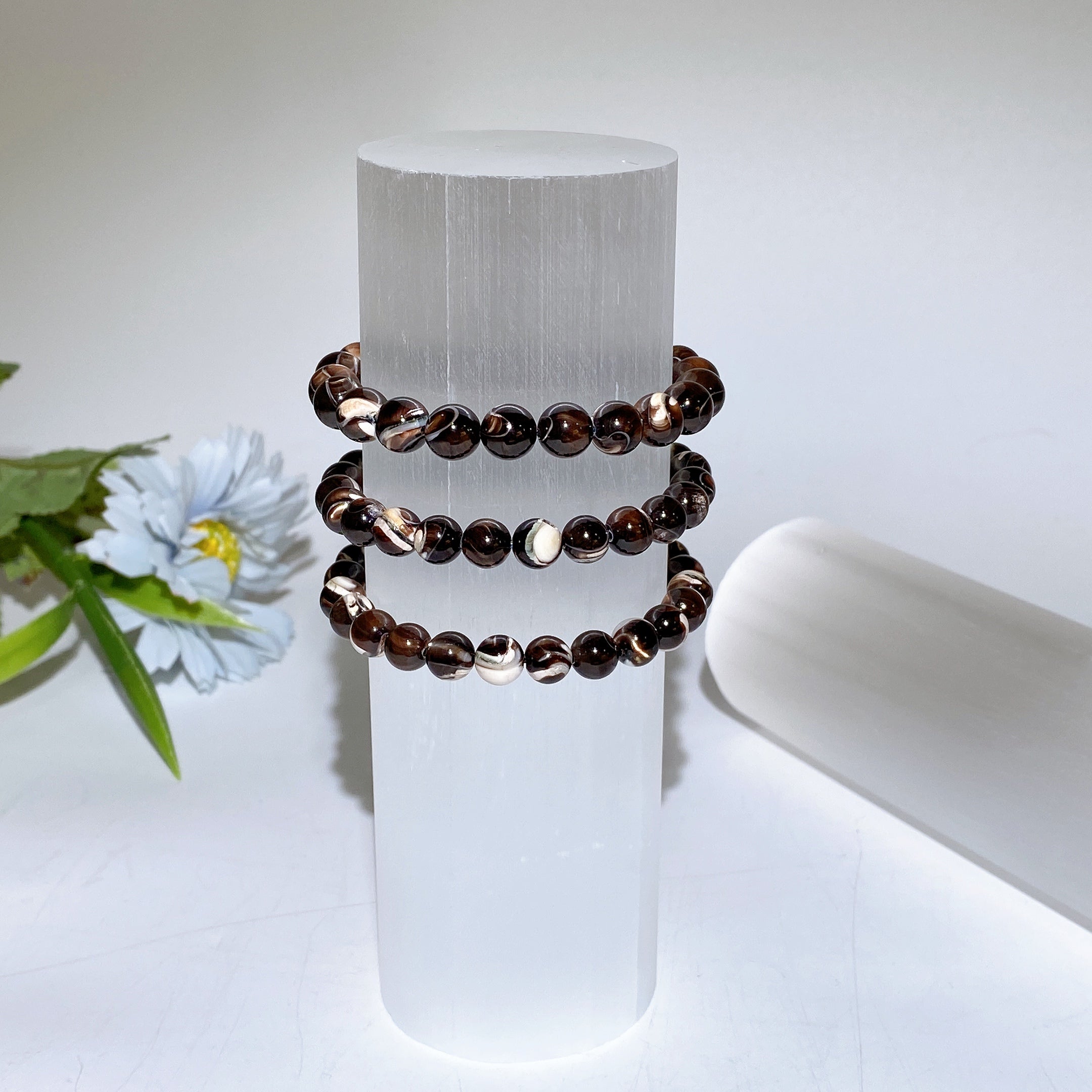 15cm Selenite Cylinder Crystal Bracelet Display Holder