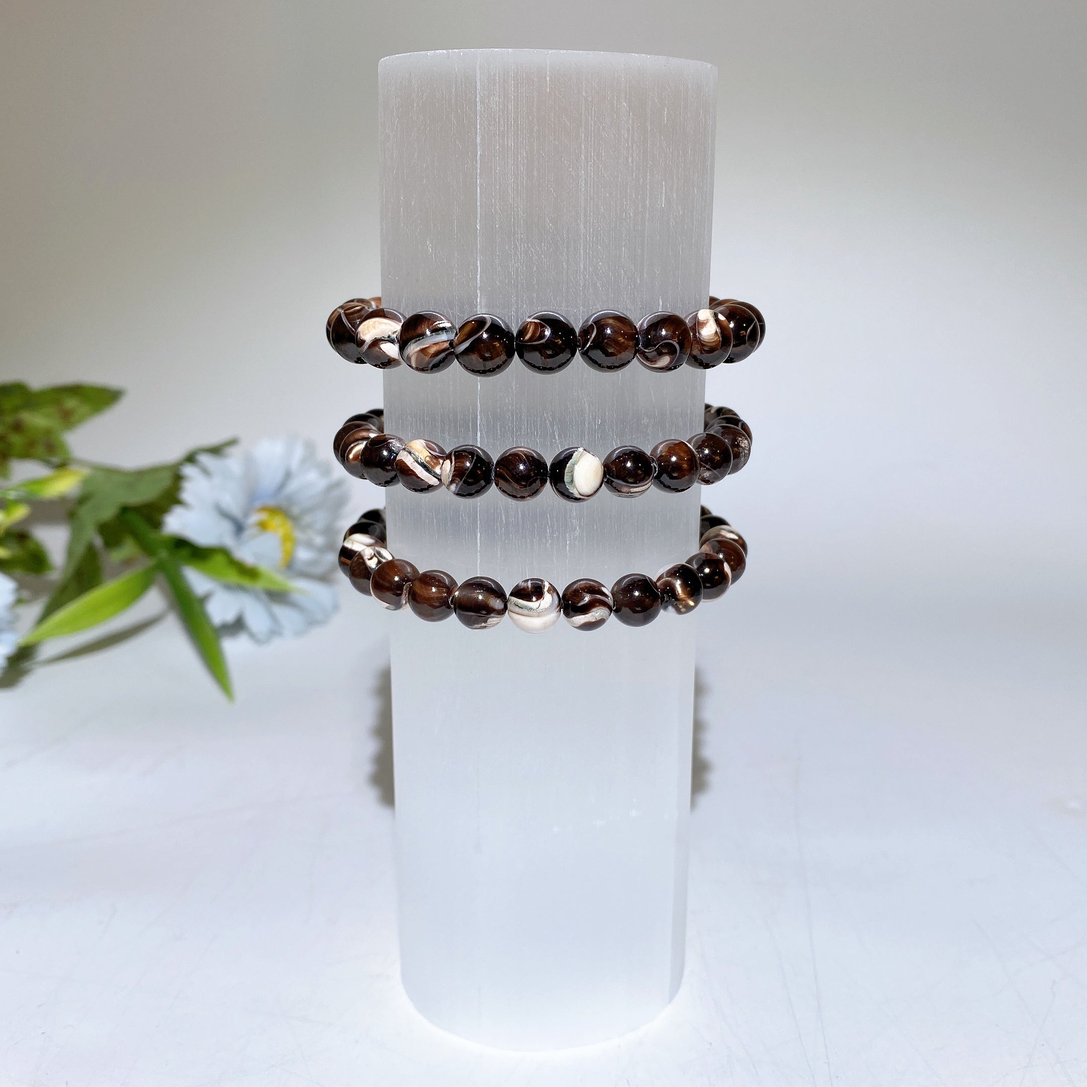 15cm Selenite Cylinder Crystal Bracelet Display Holder