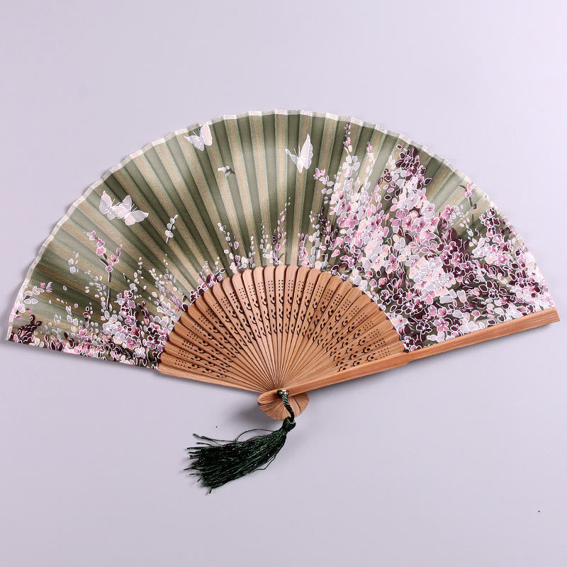 Butterfly Flowers Eco-Friendly Bamboo Handheld Fan