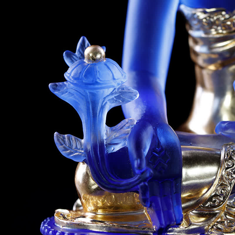 Handmade Liuli Crystal Medicine Buddha Statue 13cm