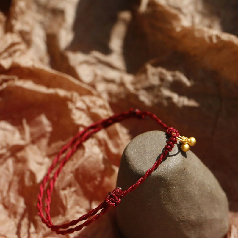 925 Sterling Silver Gold Plated Luck Red String Bracelet Unisex