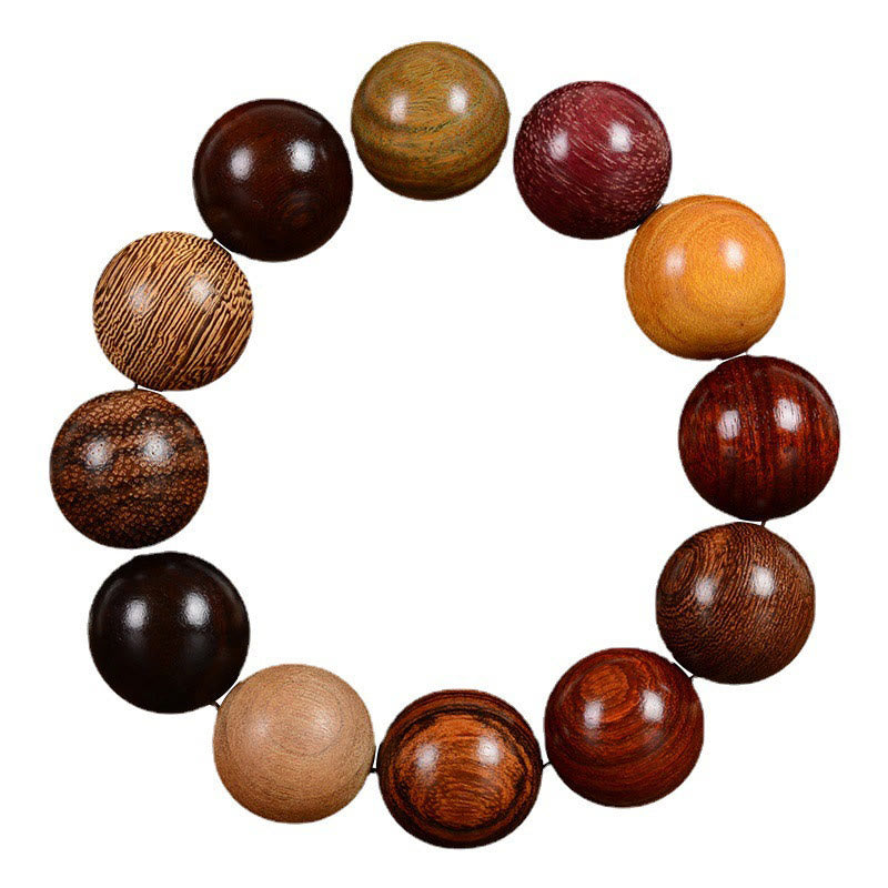 15mm Sandalwood Protection Bracelet - Multicolored Healing Wood Jewelry