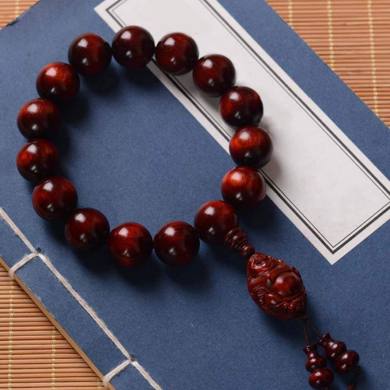 15mm Small Leaf Red Sandalwood Buddha Protection Bracelet
