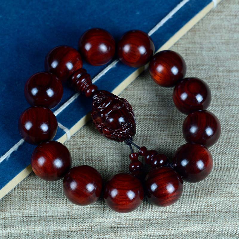 15mm Small Leaf Red Sandalwood Buddha Protection Bracelet