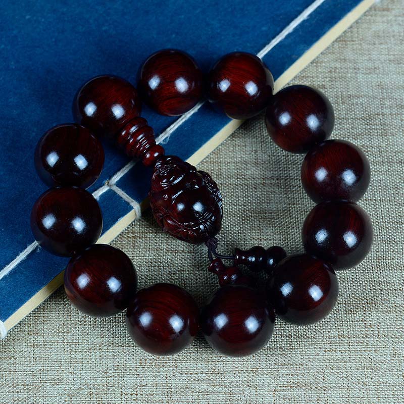 15mm Small Leaf Red Sandalwood Buddha Protection Bracelet