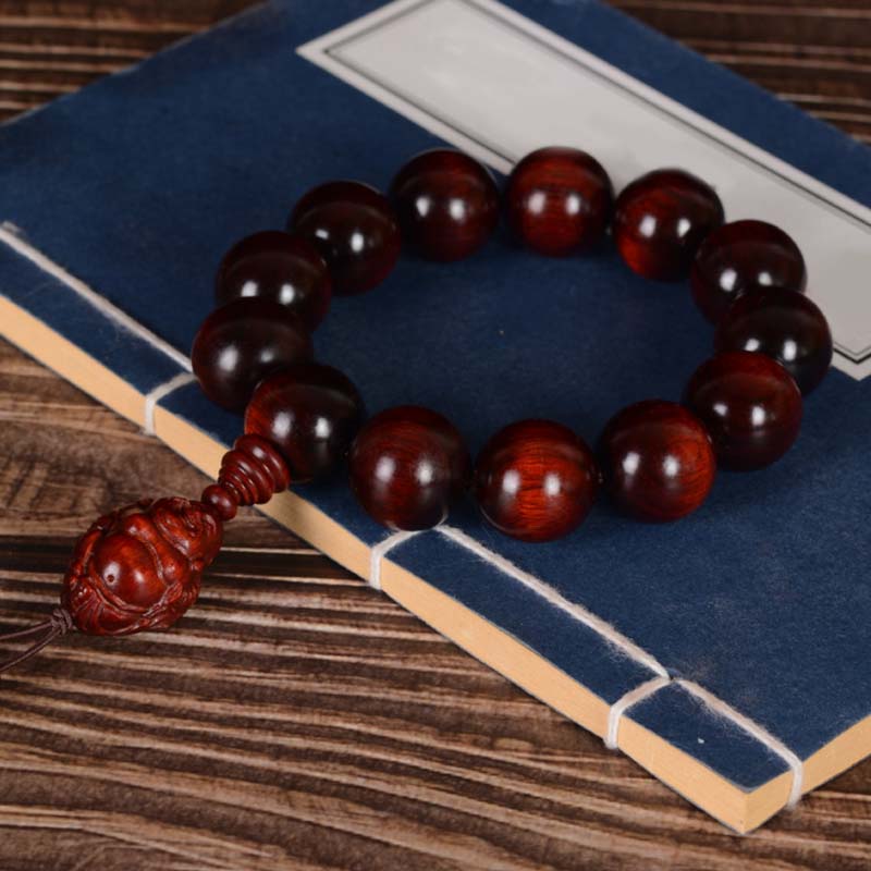 15mm Small Leaf Red Sandalwood Buddha Protection Bracelet