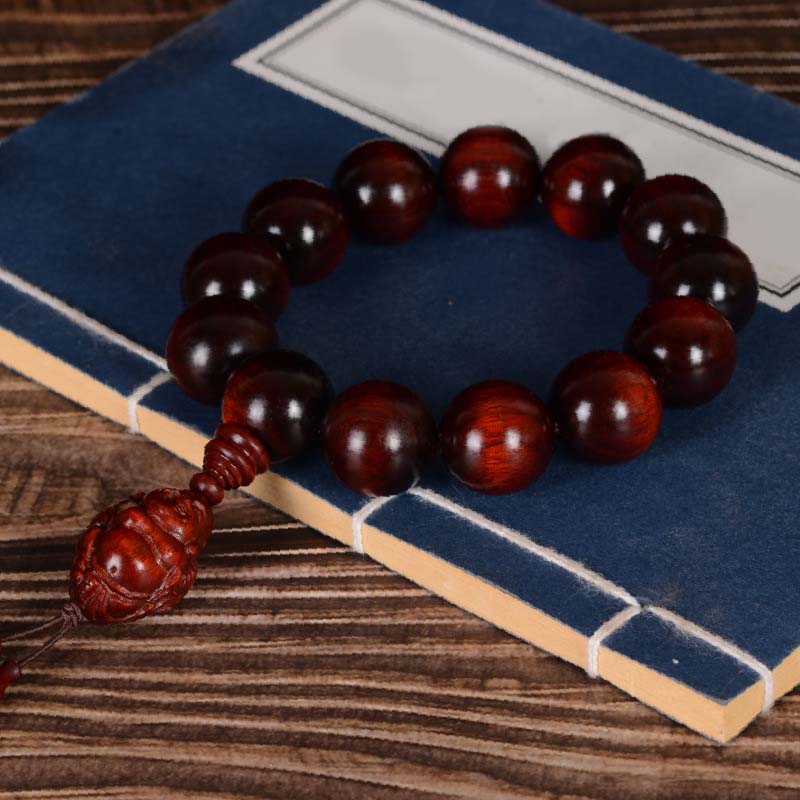 15mm Small Leaf Red Sandalwood Buddha Protection Bracelet