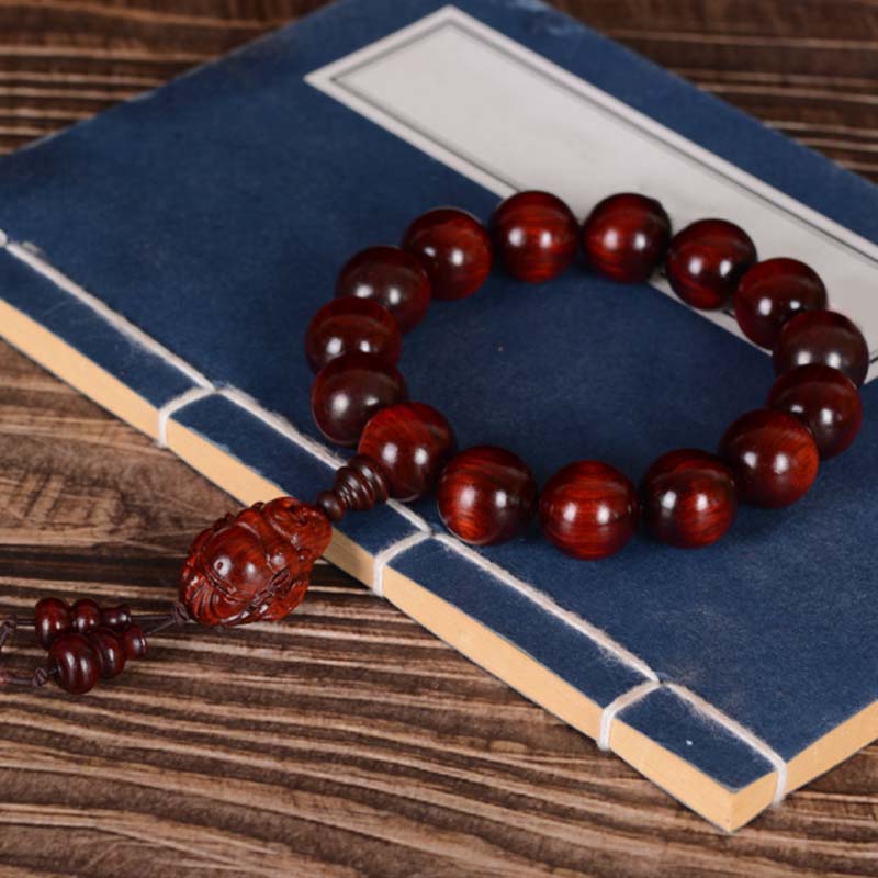 15mm Small Leaf Red Sandalwood Buddha Protection Bracelet