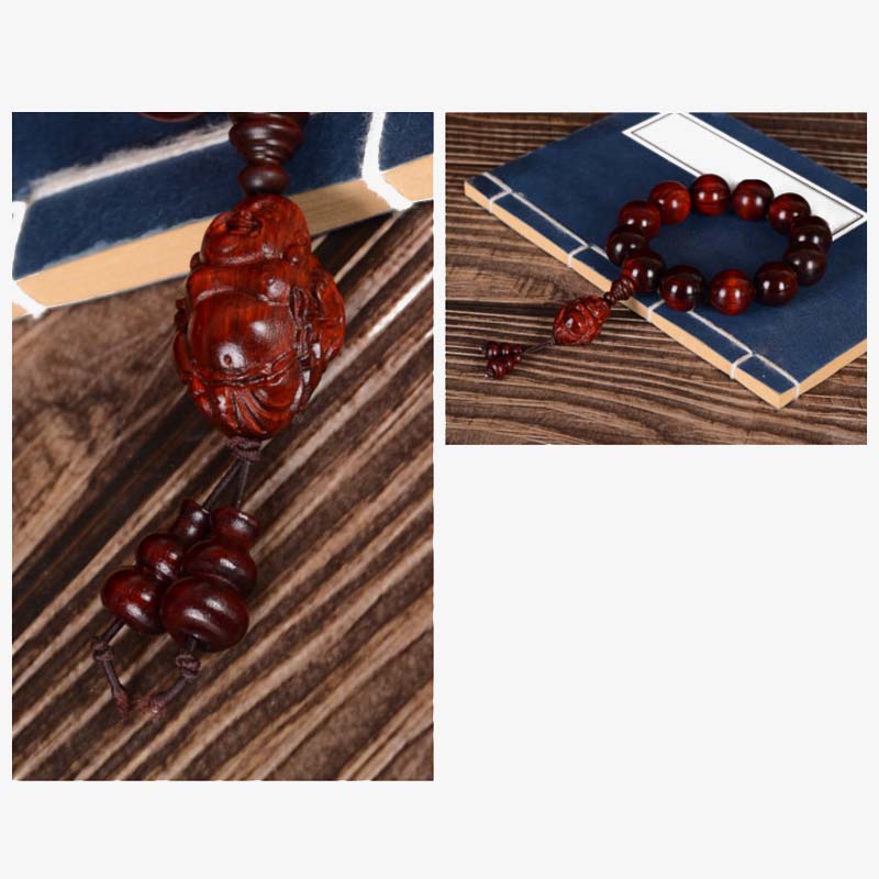 15mm Small Leaf Red Sandalwood Buddha Protection Bracelet