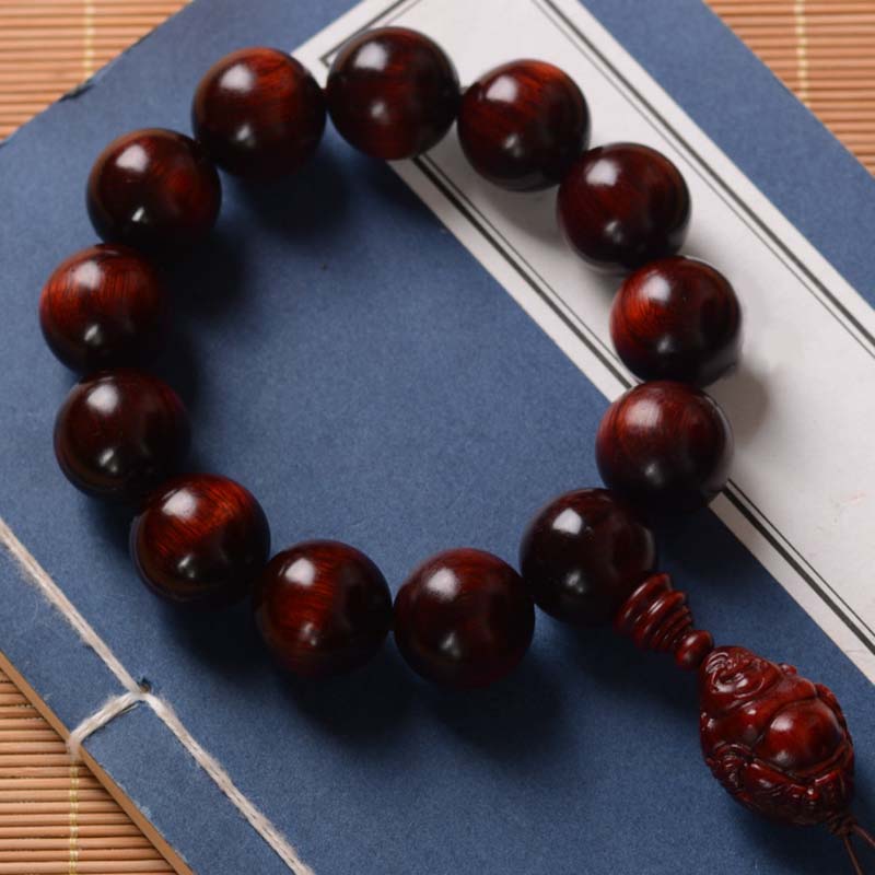 15mm Small Leaf Red Sandalwood Buddha Protection Bracelet