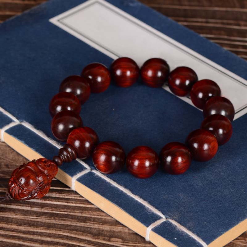 15mm Small Leaf Red Sandalwood Buddha Protection Bracelet