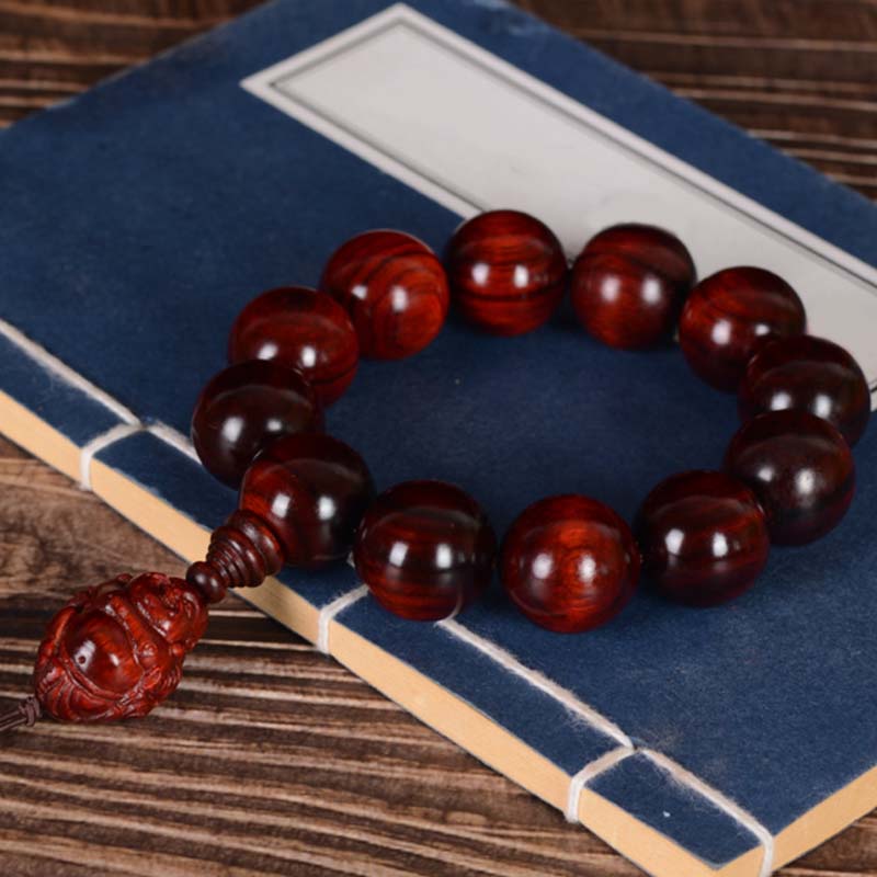 15mm Small Leaf Red Sandalwood Buddha Protection Bracelet