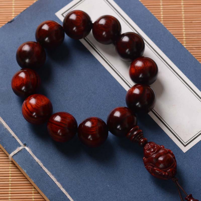 15mm Small Leaf Red Sandalwood Buddha Protection Bracelet
