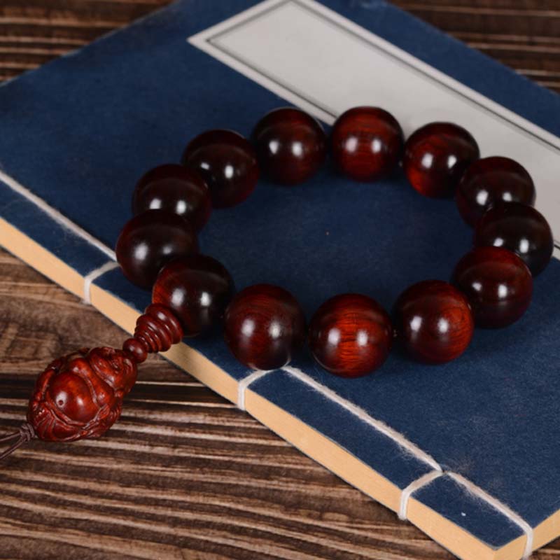 15mm Small Leaf Red Sandalwood Buddha Protection Bracelet