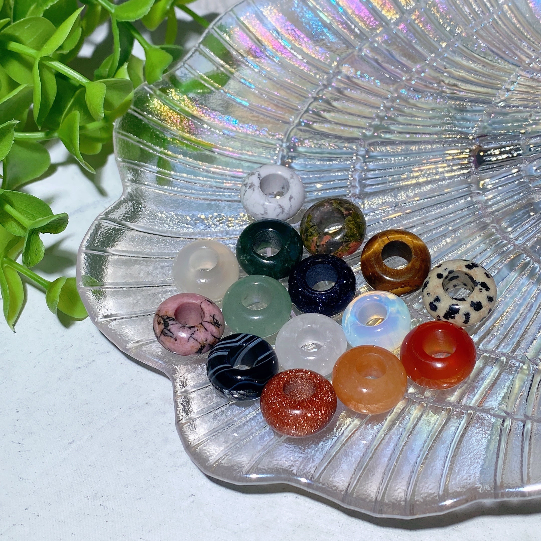 15pcs Mixed Crystal Donut Pendants Approx 15mm Healing Set
