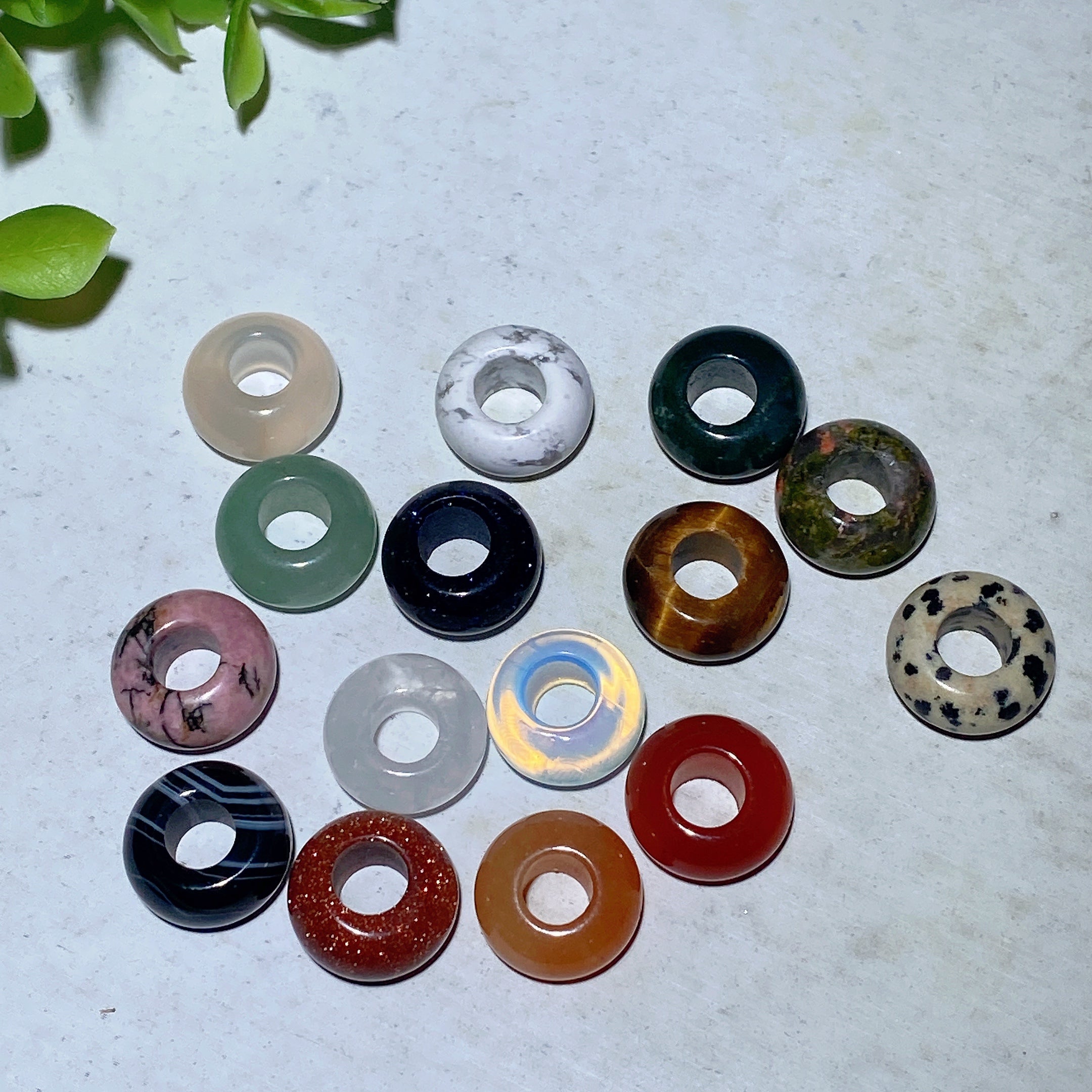 15pcs Mixed Crystal Donut Pendants Approx 15mm Healing Set