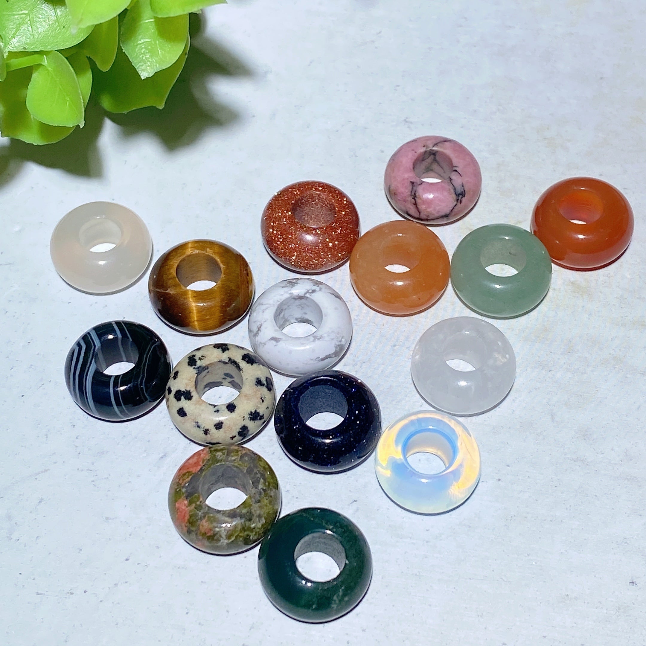 15pcs Mixed Crystal Donut Pendants Approx 15mm Healing Set