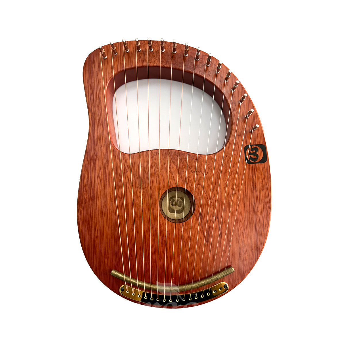 Wooden 16-String Mahogany Lyre Harp with metal strings and tuning pegs