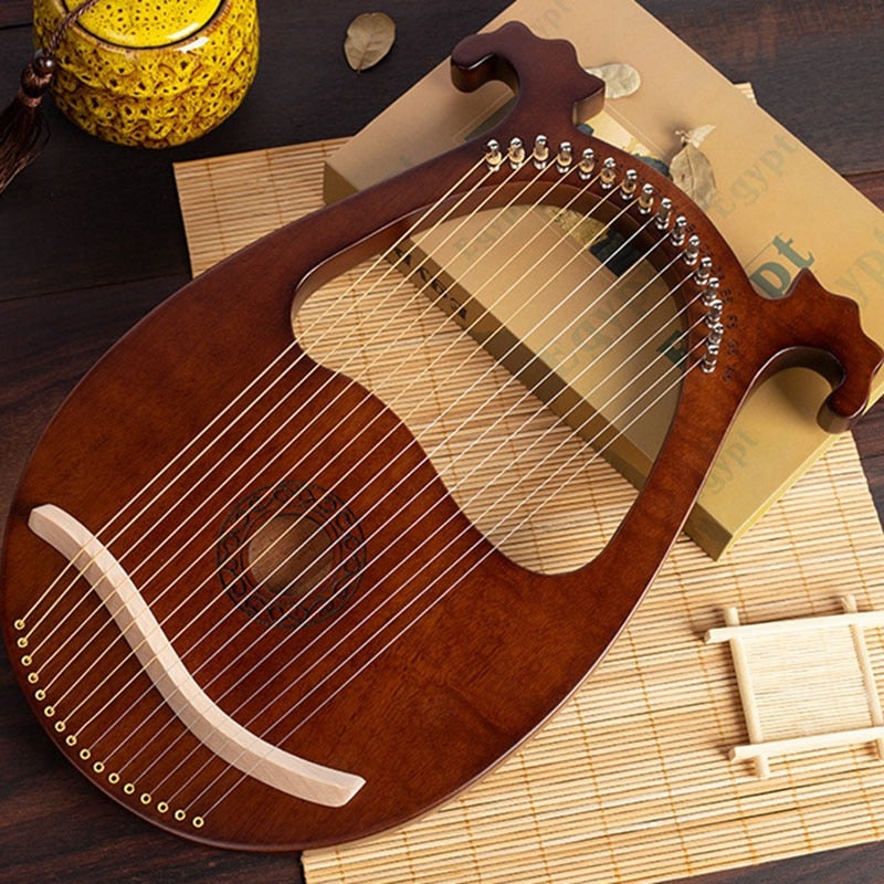 Wooden 16 String Okoume Lyre Harp with tuning wrench in elegant curved design