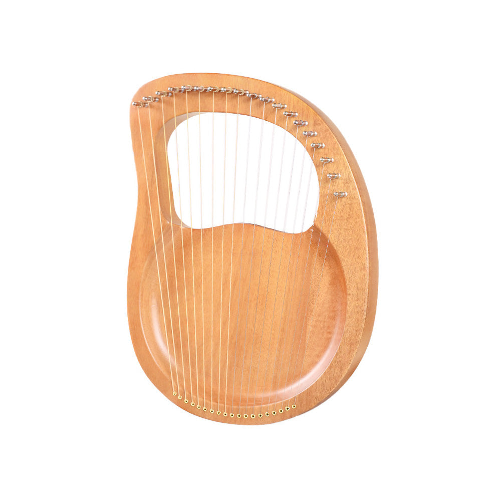 Wooden Lyre Harp with 16 strings perfect for beginners, featuring a curved frame