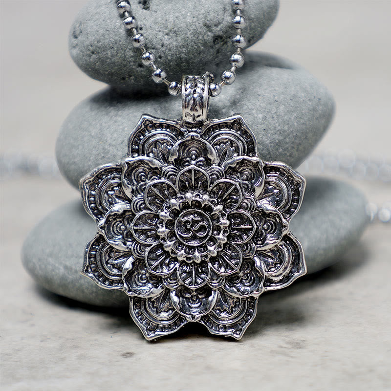 Lotus Pendant Necklace with Blessing Symbol | Healing Sounds