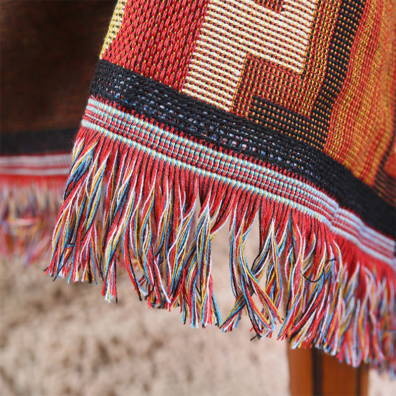 Hand-Dyed Tibetan Geometric Blanket | Zen Decor Comfort