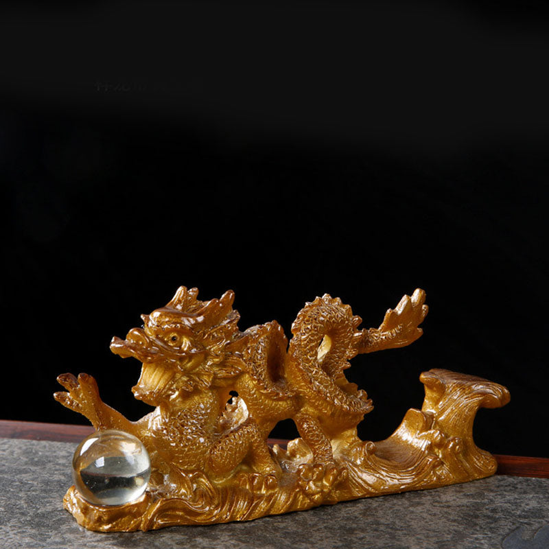 Color Changing Resin Chinese Dragon Figurine for Luck and Success