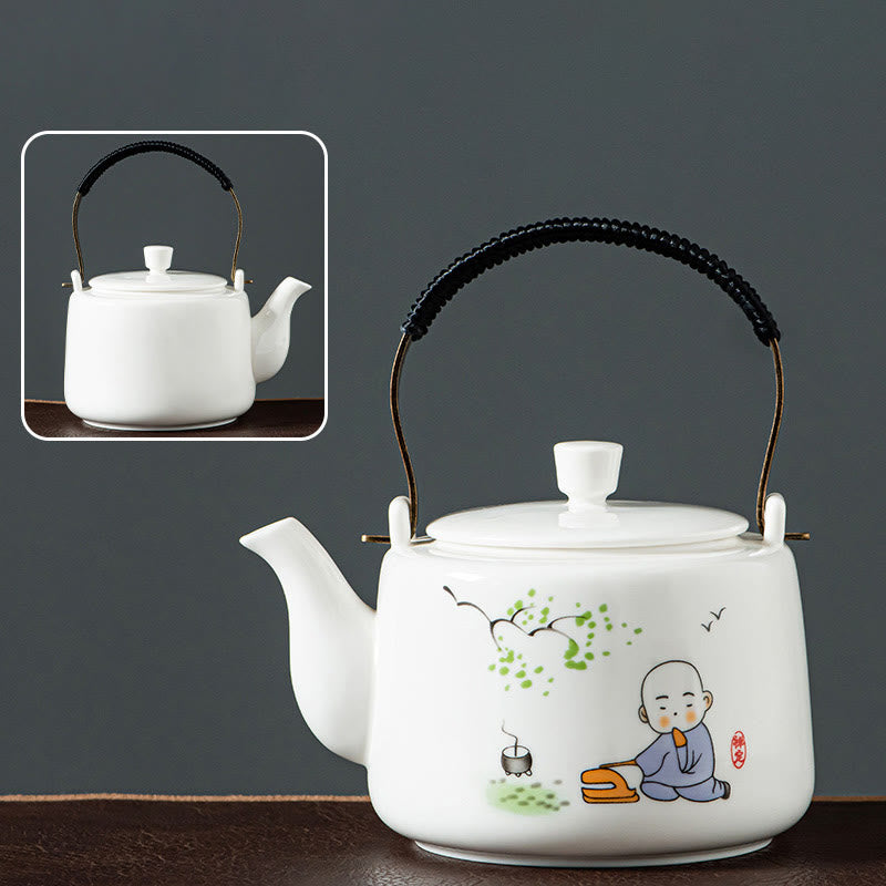 Vintage Ceramic Dragon Mountain Fisherman Kung Fu Teapot 600ml