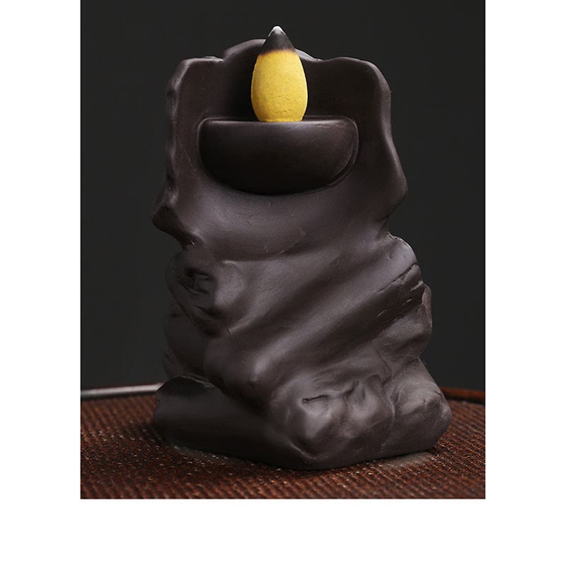 Halloween Skull Head Purple Clay Incense Burner 11.3cm