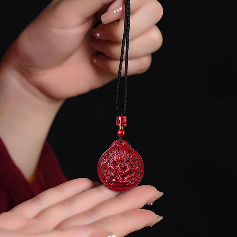 Year of the Dragon Cinnabar Protection Necklace Pendant
