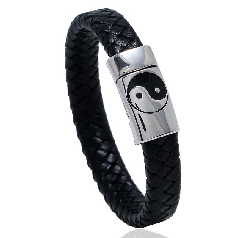 Unisex Titanium Steel Yin Yang Bracelet for Balance 22.5cm