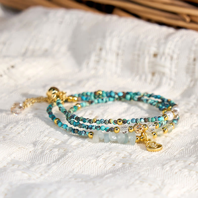 16cm Turquoise Strength Triple Wrap Bracelet for Women