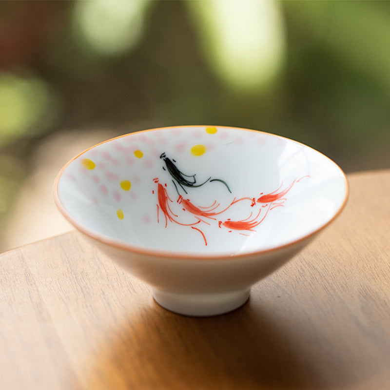 Mandala Koi Fish Lotus Ceramic Tea Cup 50ml Harmony