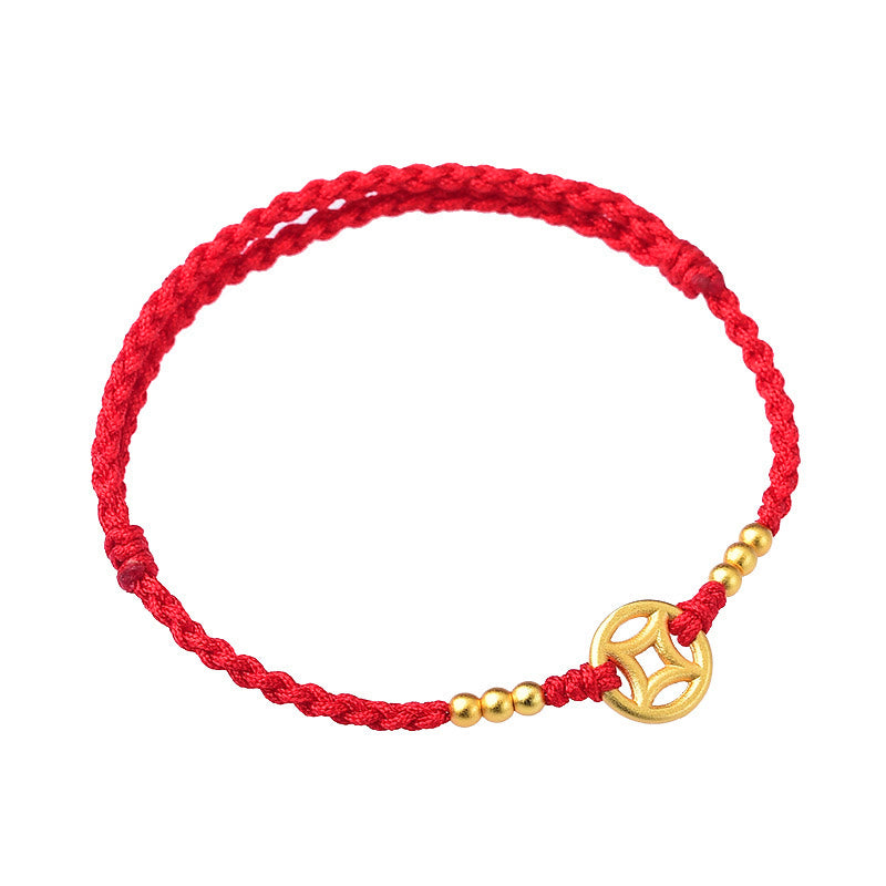 Red String Bracelet for Strength & Protection | Braided Copper Coin