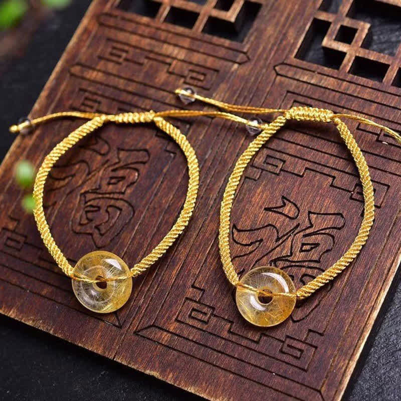 16mm Citrine Bracelet with Peace Buckle for Happiness & Prosperity