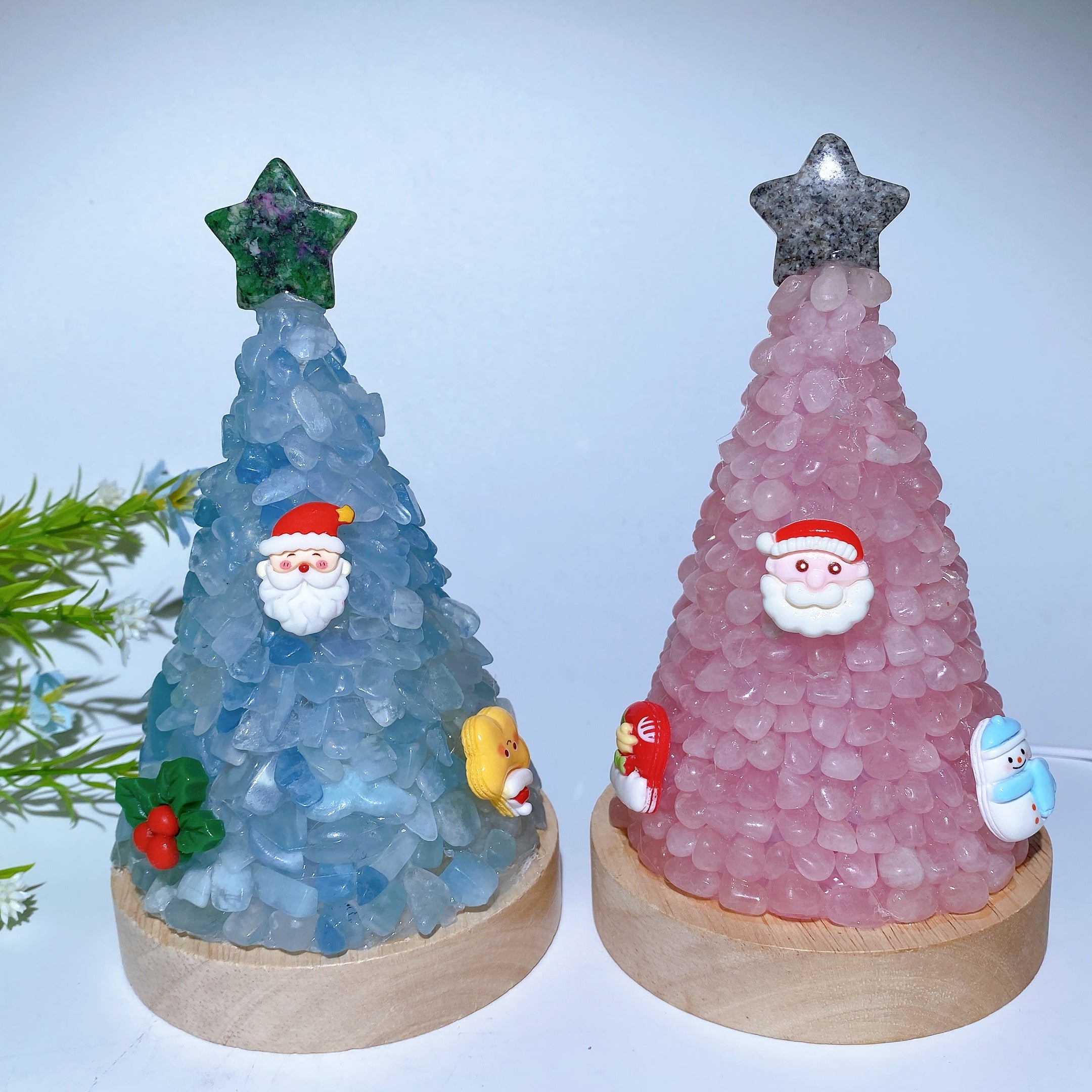 17.5cm Crystal Chips Christmas Tree Lamp for Healing
