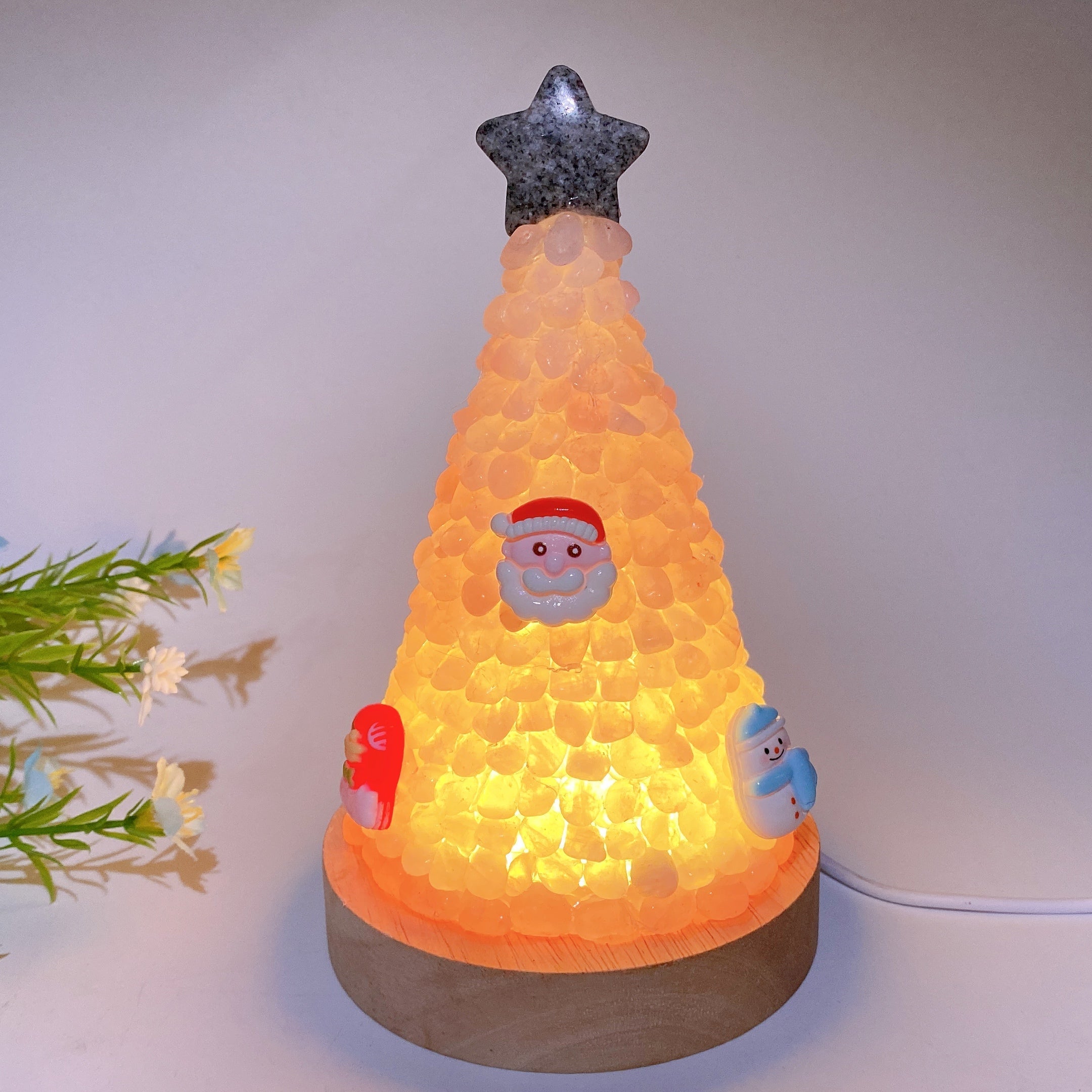 17.5cm Crystal Chips Christmas Tree Lamp for Healing