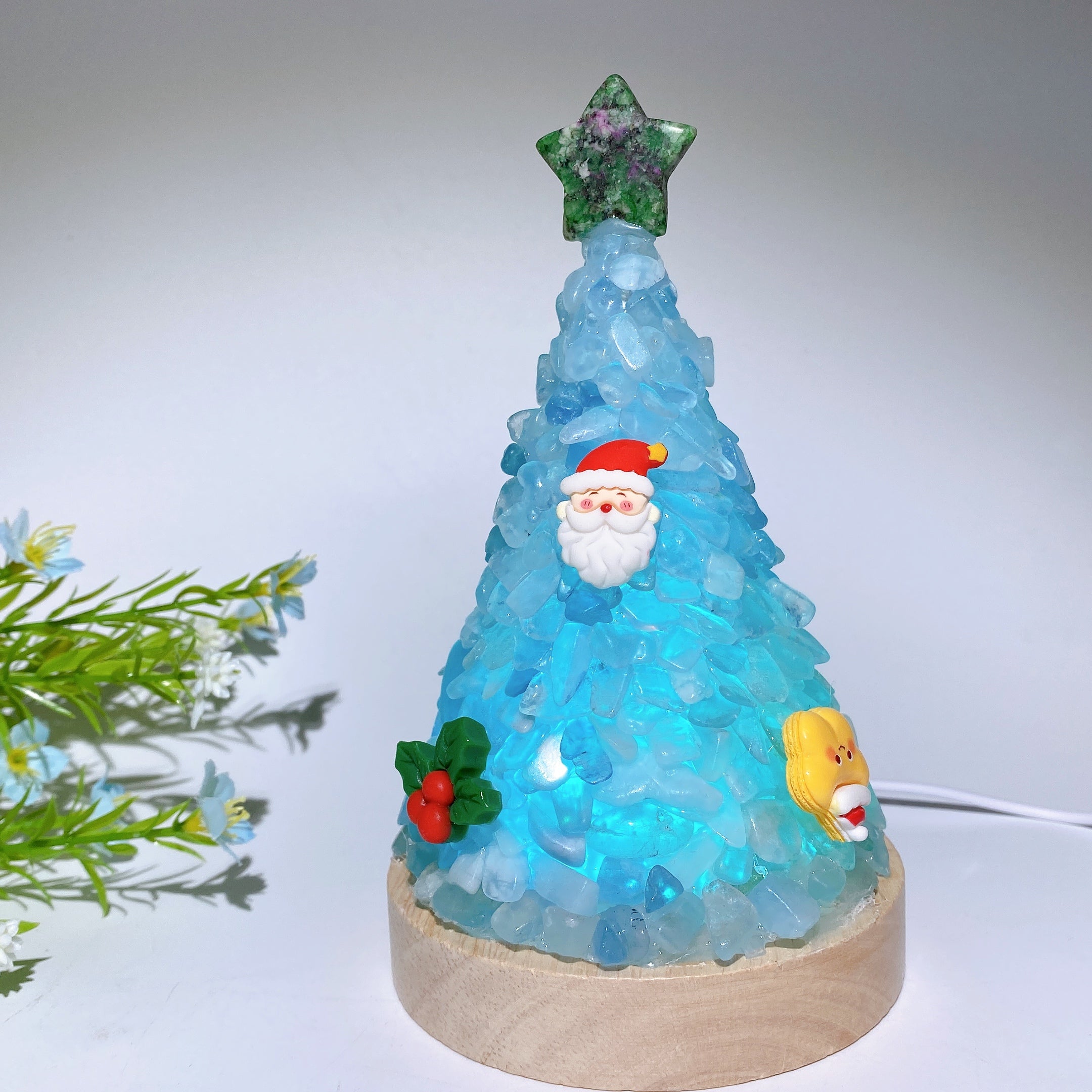 17.5cm Crystal Chips Christmas Tree Lamp for Healing