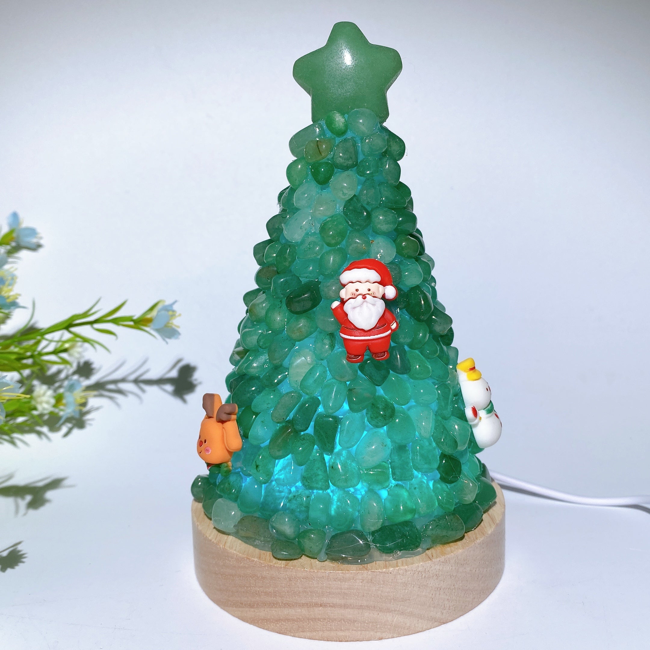 17.5cm Crystal Chips Christmas Tree Lamp for Healing