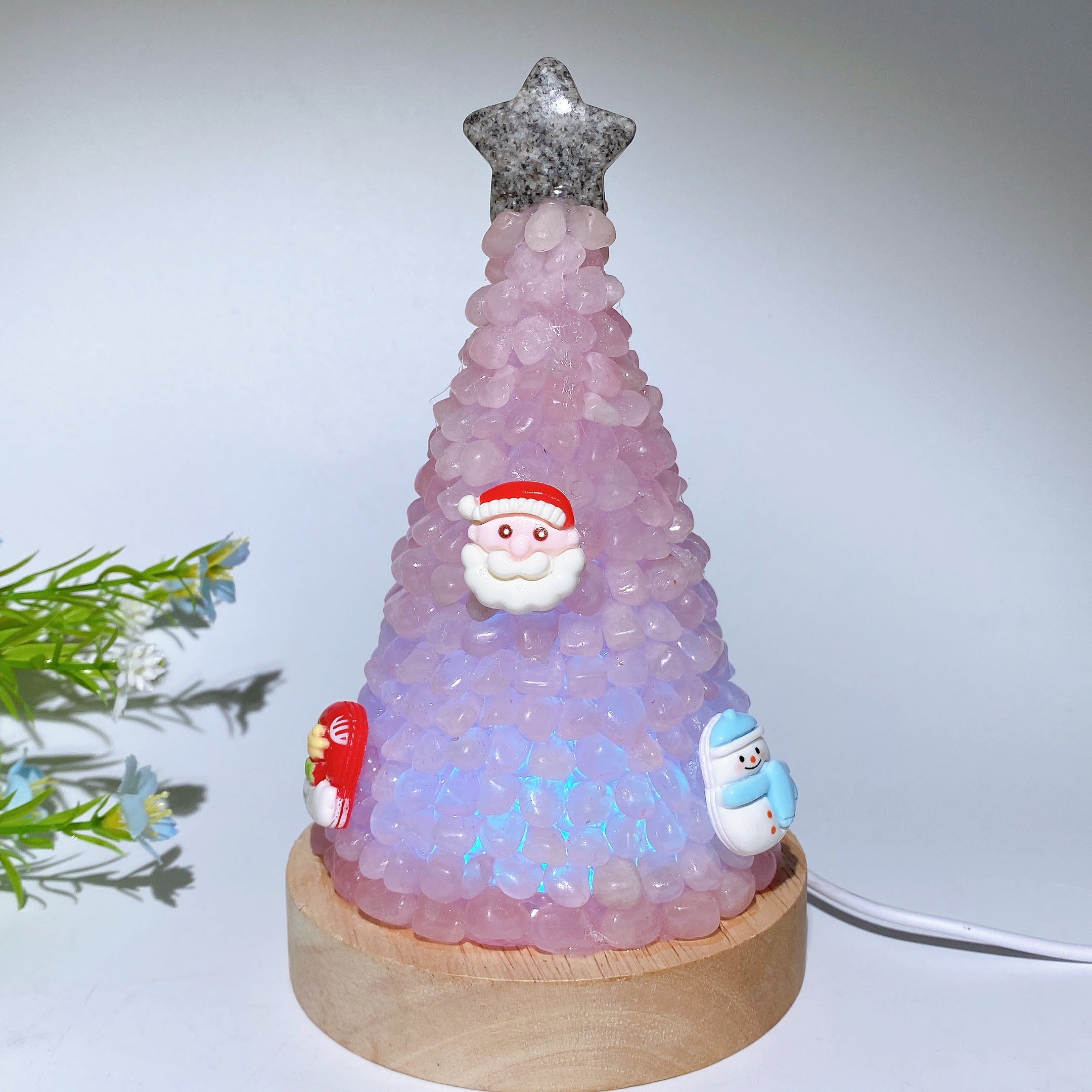 17.5cm Crystal Chips Christmas Tree Lamp for Healing